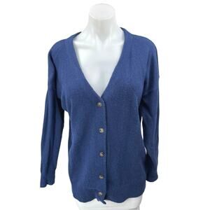 Madewell Merino Wool Blue V-neck Button Long Sleeve Knit Cardigan Sweater Top S